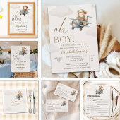 Oh Boy, Brown Bear Baby shower boy Bedankkaart