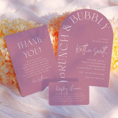 Brunch & Bubbly Bold Bloemboog Vrijgezellenfeest Folie Uitnodiging