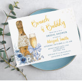 BRUNCH & BUBBLY Blue Floral Vrijgezellenfeest Kaart