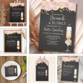 Brunch and Bubbly Bridal Shower Elegant Flowers Bedankkaart