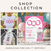 Bubblegum Roze Poppin Meisje 1e Verjaardagsfeest