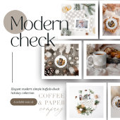 Buffalo tartan modern natuurlijk 1 fotoKerstmis Feestdagenkaart