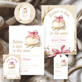 Bun In The Oven Pink Gingham Bow Baby Shower Papieren Bordje