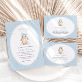 Schattig Konijn, Blauwe Strik, Blauwe Stippen, Bab Cadeaulabel