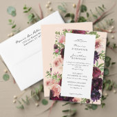 Burgundy & Blush Bloemen Bruiloft 2 V2 Kaart (Personaliseer deze collectie van deze onafhankelijke maker. Test)