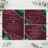 Moderne Emerald Agate Bourgondië bruiloft 1 Kaart (Personaliseer de collectie van deze zelfstandige maker.)