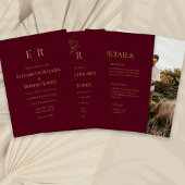 Burgundy Monogram Weddenschap Details Enclosure Ca Kaart