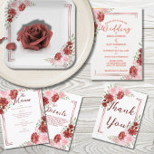 Bourgogne en Roos Floral Wedding Papieren Bordje