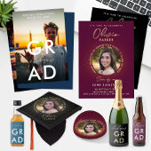 Simple Modern Stylish Burgundy Afstuderen Foto Aankondiging