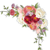 Elegante Bloemrijke Frame Monogram Huwelijk Rubber Rubberstempel