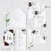 Bourgogne Stoffig Blauw huwelijksmenu Menu