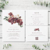Rustic Burgundy Floral Wedding Info Card Informatiekaartje (Personaliseer de collectie van deze zelfstandige maker.)