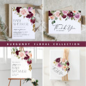 Bourgondië en perzik bloemen Herfst Display Douche Informatiekaartje