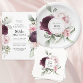 Elegante Waterverf Botanische 80e Verjaardag Spandoek