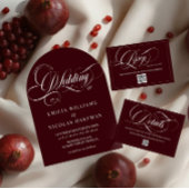 Burgundy Red Elegant Monogram Wedding Menu