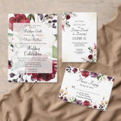 Bourgondische goudfolie zei ze ja verlovingsfeest kaart (Personaliseer de collectie van deze zelfstandige maker.)