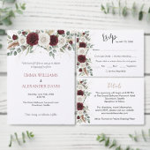 Bruiloft RSVP kaart met bloemen in Bourgondië roze (Personaliseer de collectie van deze zelfstandige maker.)