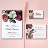 Bruine Roze Bloemrozen Botanische Bruiloft Kaart