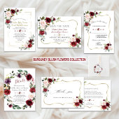 Royal Burgundy Plum Blush Flowers Weddenschap Kaart