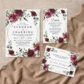 Bruidsmenu kaarten met Bourgondië Blush Goud Groen (Personaliseer de collectie van deze zelfstandige maker.)