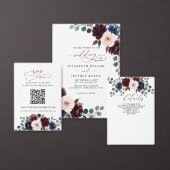 Burgundy Blush Navy Groene Bloemige Bruiloft Drieluik Programma (Personaliseer de collectie van deze zelfstandige maker.)