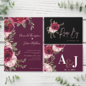  Monogram Burgundy Blush Pink Floral Weddenschap Ronde Sticker (Personaliseer de collectie van deze zelfstandige maker.)