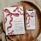 Maroon Coquette Bow Verjaardag Uitnodiging