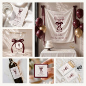 Bourgondische strik bruiloft favor sticker