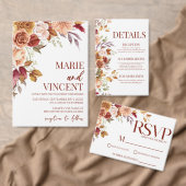 Herfst Bourgogne Bloemen Bloemen Bruiloft Save The Kaart (Personaliseer de collectie van deze zelfstandige maker.)