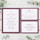 Elegant Border Minimalist Burgundy Script Weduwsch Kaart (Personaliseer de collectie van deze zelfstandige maker.)