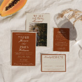 Old Money Burnt Orange QR Fancy Code Wedding RSVP Kaartje