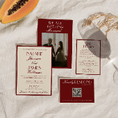 Fancy Burgundy Cream Classy Wedding Place Cards Kaart