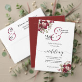 Bourgogne Bloemen Modern Script 4x9'' Trouwmenu Menu (Personaliseer deze collectie van deze onafhankelijke maker. Test)