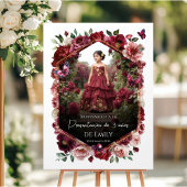 Burgundy Floral Presentación de 3 años Kaart