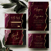 Burgundy Red Agate Script Weddenschap Kaart