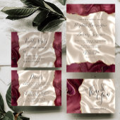 Bourgondische gouden agaat ivoor zijde bruiloft kaart