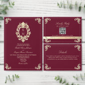 Burgundy Gold Baroque Wedding Save The Date (Personaliseer de collectie van deze zelfstandige maker.)