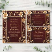 Bourgogne Gouden Bloemen Bunting Flag Vlaggetjes (Personaliseer de collectie van deze zelfstandige maker.)