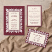 Bordeaux Kant Werk Tafelnummer Bruiloft (Personaliseer de collectie van deze zelfstandige maker.)