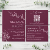 Modern Burgundy Boho Wedding Simple Elegant RSVP Kaartje (Personaliseer de collectie van deze zelfstandige maker.)