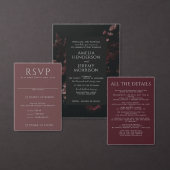 Bourgogne Moody Floral RSVP Kaartje (Personaliseer de collectie van deze zelfstandige maker.)