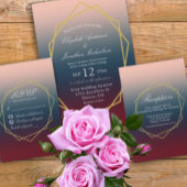 Burgundy Navy Blush Ombre Geometric Wedding Bedankdoosjes
