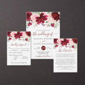 Bourgondische roze bloemenbruiloft behuizing informatiekaartje (Personaliseer de collectie van deze zelfstandige maker.)