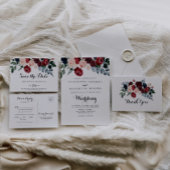 Bourgogne Roze Marine Bloemen Bruiloft Routebeschr Informatiekaartje