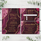 Red Gold Agate Wedding Seating Chart 8 Table Poster (Personaliseer de collectie van deze zelfstandige maker.)