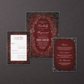 Bourgondische rode en gouden vintage bruiloft prog programmakaart (Personaliseer de collectie van deze zelfstandige maker.)