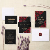  Burgundy Roses Floral Rustic Wedding Save The Date (Personaliseer de collectie van deze zelfstandige maker.)