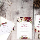 Bourgogne Rode Bloemen Herfst Bruiloft Hart Seal Hart Sticker