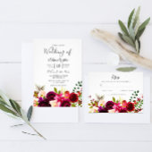 Boho Burgundy Flowers Vow Renewal Uitnodiging