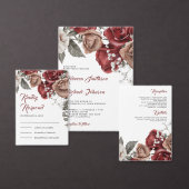 Burgundy Red Roses Floral Wedding Etiket (Personaliseer de collectie van deze zelfstandige maker.)
